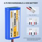 7.4V 2600mAh-19.24wh Rechargeable Li-ion Battery - Elbotics Excellent Super Capacity Lithium Ion Battery with JST PH2.54/2P